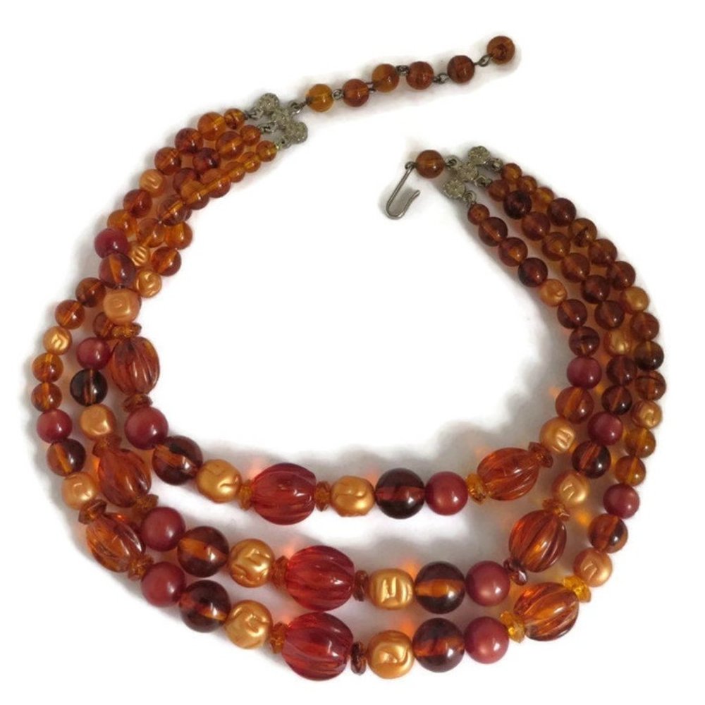 🍂 Elegant Vintage Copper-Gold Abstract Beaded Necklace - Picture 12 of 14